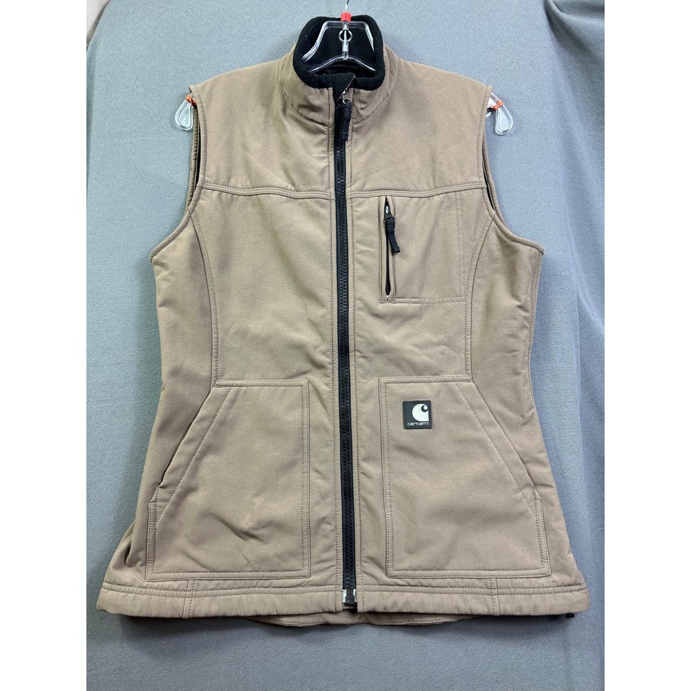 Carhartt Women WV02 SBN Softshell Fleece Lined Work Vest Tan Brown Small Regular